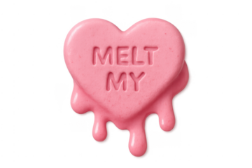Pink candy heart melting concept with melt my text
