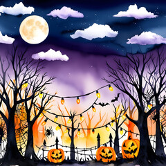 A spooky watercolor Halloween background