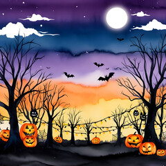 A spooky watercolor Halloween background