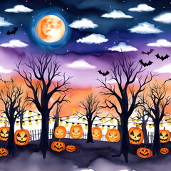 A spooky watercolor Halloween background
