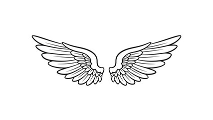 Obraz premium A simple black and white illustration of a pair of feathered wings