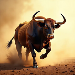 Unstoppable Force: The Charging Bull in the Dust