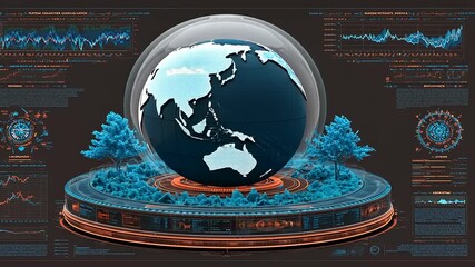 Global Data Visualization - A Futuristic Earth Globe Concept. - Powered by Adobe