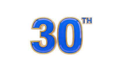 30th Anniversary Celebration: Blue and Gold Number on White