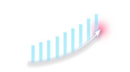 Vertical graph symbol and up arrow. Concept of interest rate and tax calculation and may other. Investment growth and profit. Isolated on transparent background