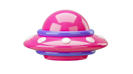 Pink UFO Flying in Space - 3D Render