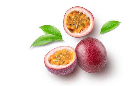 Passion fruit on white background. Top view