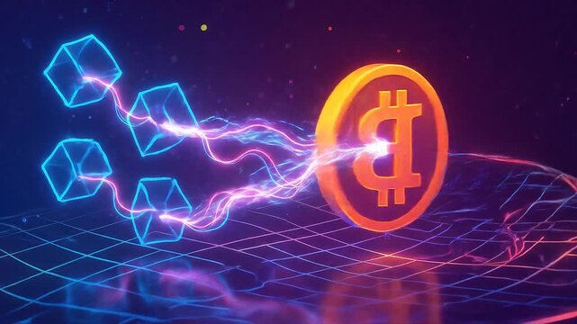 Global Bitcoin Blockchain Network Connection Abstract Digital Cryptocurrency Concept