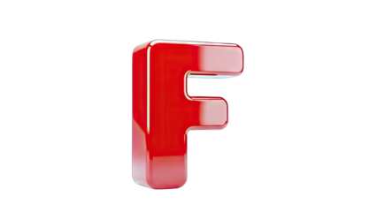 Red 3D Letter F Isolated on White Background