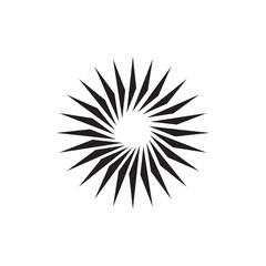 Dynamic Black Radial Burst Sunburst Icon, isolated white background.