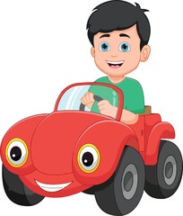 boy driving car