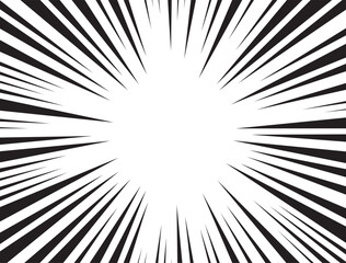Naklejka premium Manga action burst lines background. Comic speed line Backdrop. Abstract boom ray pop art pattern.