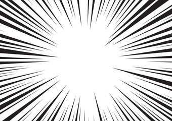 Naklejka premium Manga action burst lines background. Comic speed line Backdrop. Abstract boom ray pop art pattern.