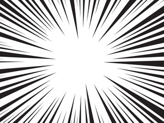 Naklejka premium Manga action burst lines background. Comic speed line Backdrop. Abstract boom ray pop art pattern.