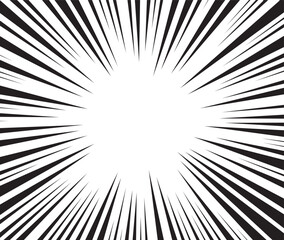 Naklejka premium Manga action burst lines background. Comic speed line Backdrop. Abstract boom ray pop art pattern.