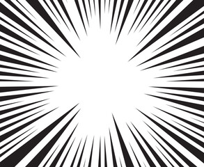 Obraz premium Manga action burst lines background. Comic speed line Backdrop. Abstract boom ray pop art pattern.