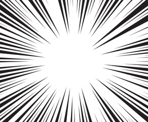 Obraz premium Abstract manga ray background. Black and white speed line pattern. 