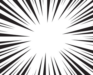 Obraz premium Manga action burst lines background. Comic speed line Backdrop. Abstract boom ray pop art pattern.