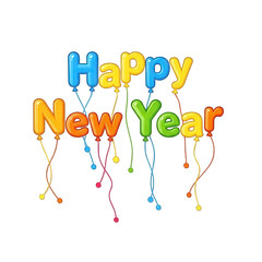 Vibrant Happy New Year celebration with colorful balloons