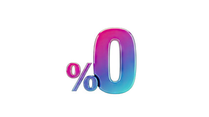 Obraz premium 3D Rendered Zero Percent Sign on White Background
