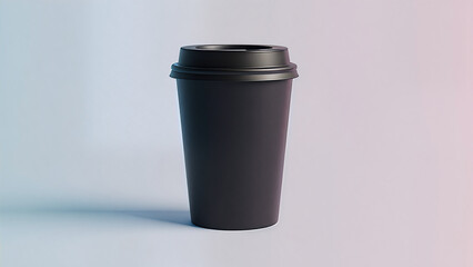 Minimalist black matte coffee cup mockup on dark background, 3D render