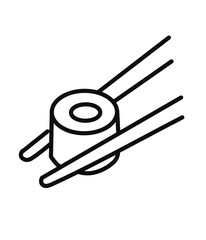 Sushi roll with chopsticks Japanese cuisine black and white. © Galeriayuw