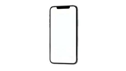 Modern smartphone with a white screen and notch, isolated on white