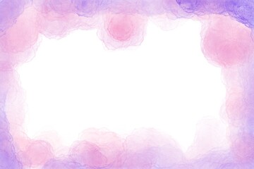 Soft watercolor frame with pastel pink and purple cloud-like textures surrounding a clean white center. Gentle, dreamy background ideal for invitations, quotes, posters, and branding designs.
