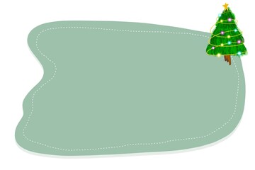 Festive Christmas background featuring a decorated pine tree with lights and star, soft green abstract shape, and large copy space. Perfect for holiday cards, greetings, and seasonal designs.