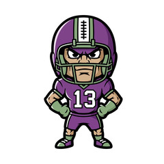 Obraz premium Cartoon American Football Player Character with Number 13.