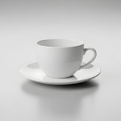 Obraz premium Elegant white coffee cup on a matching saucer