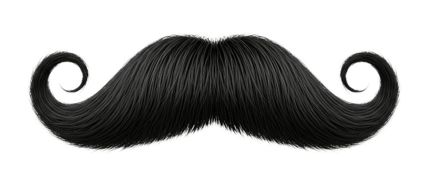 Black handlebar mustache transparent background cutout png - Powered by Adobe