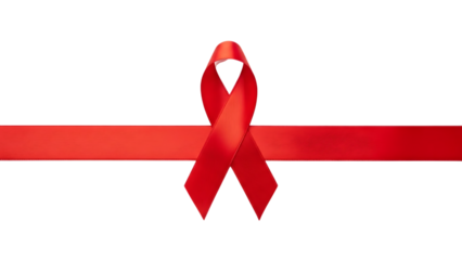 Red awareness ribbon isolated on transparent background