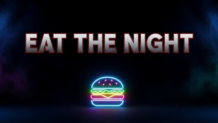 Neon burger experience late-night cravings met with vibrant fast-food fun.