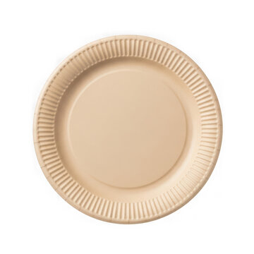 Single paper plate isolated on transparent background