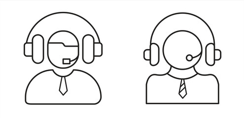 Call center icons, Design for websites and mobile apps, Collection of vector illustrations of customer service web icons with lines, Isolated on transparent background.