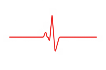 Red heartbeat line on a transparent background, depicting vital signs, health monitoring, and life rhythm