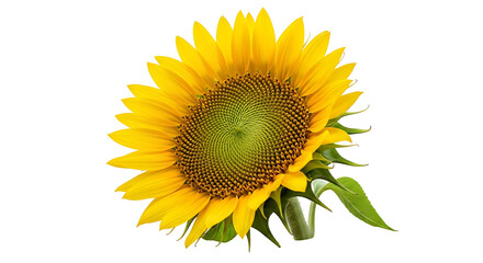 Bright Yellow Sunflower Isolated on White Background.
