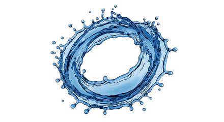 Circular Water Splash Dynamic Liquid Motion on White.
