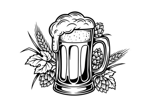 Vector illustration of a beer mug with foam on top, clipart style vector