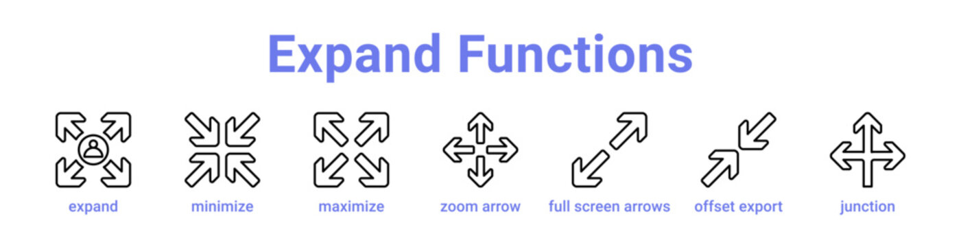 Expand Functions Icon Banner Line Art
