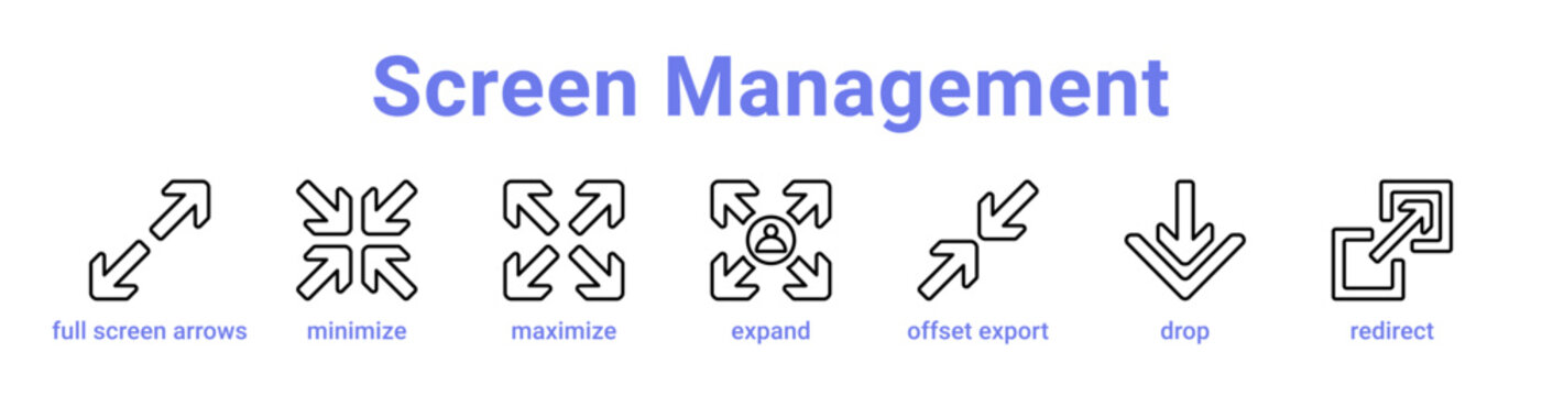 Screen Management Icon Banner Line Art