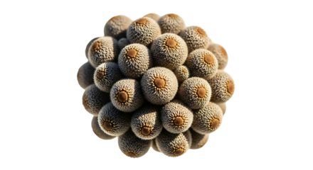 Closeup of a unique spherical textured plant on a white background.
