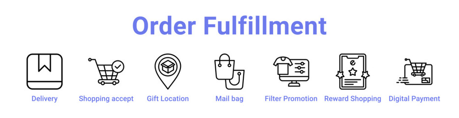Order Fulfillment Icon Banner Line Art