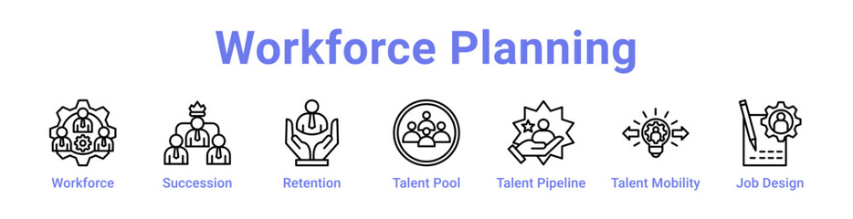 Fototapeta premium Workforce Planning Icon Banner Line Art
