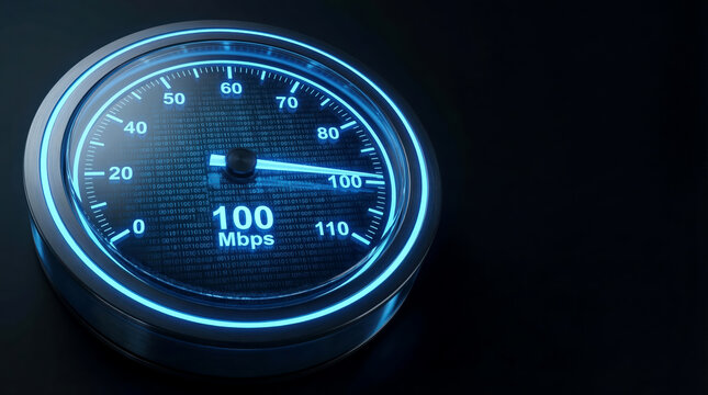High-Speed Internet Connection Concept with Digital Speedometer - Powered by Adobe