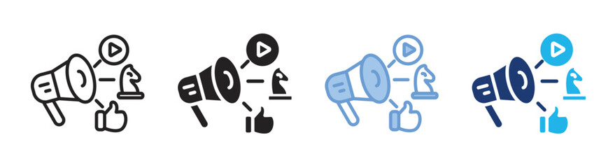 Marketing strategy icon set multiple style collection