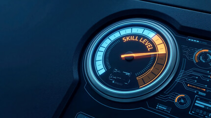 Futuristic Digital Dashboard with Skill Level Indicator