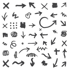 Collection of hand drawn arrows and symbols