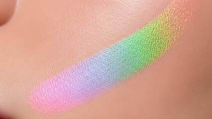 Fototapeta premium Close-up Swatch of Iridescent Pastel Makeup on Skin.